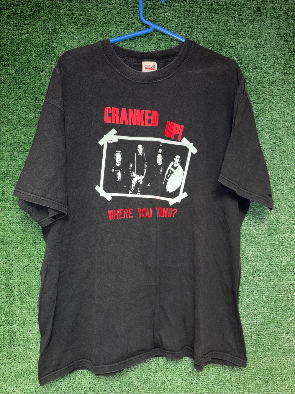 vintage Y2K Cranked Up Black Shirt XL Anvil tag Punk Hardcore